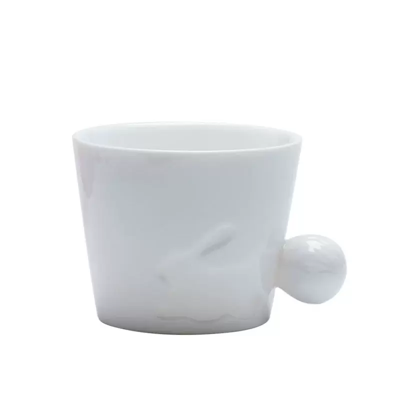 跨境德化羊脂玉陶瓷水杯兔子咖啡杯浮雕动物马克杯可爱家用