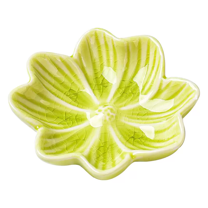 清新花朵造型陶瓷小碟 冰裂纹釉樱花味碟 家用蘸料碟现货批发