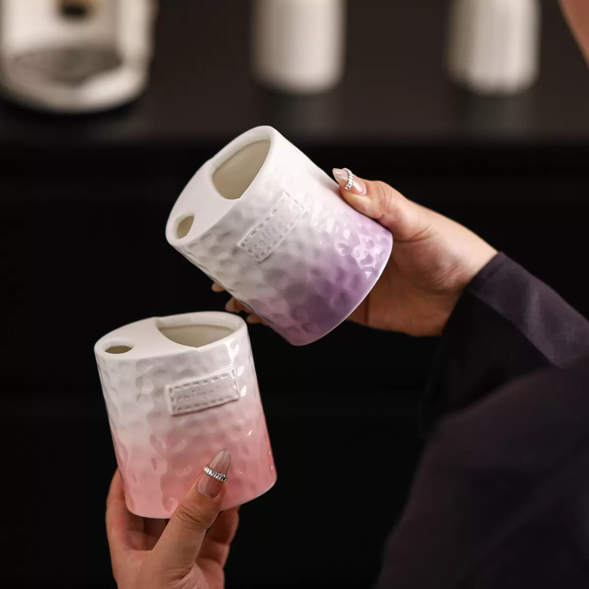 简约陶瓷咖啡杯碟高颜值咖啡家用水杯下午茶欧式邮购包装300ml