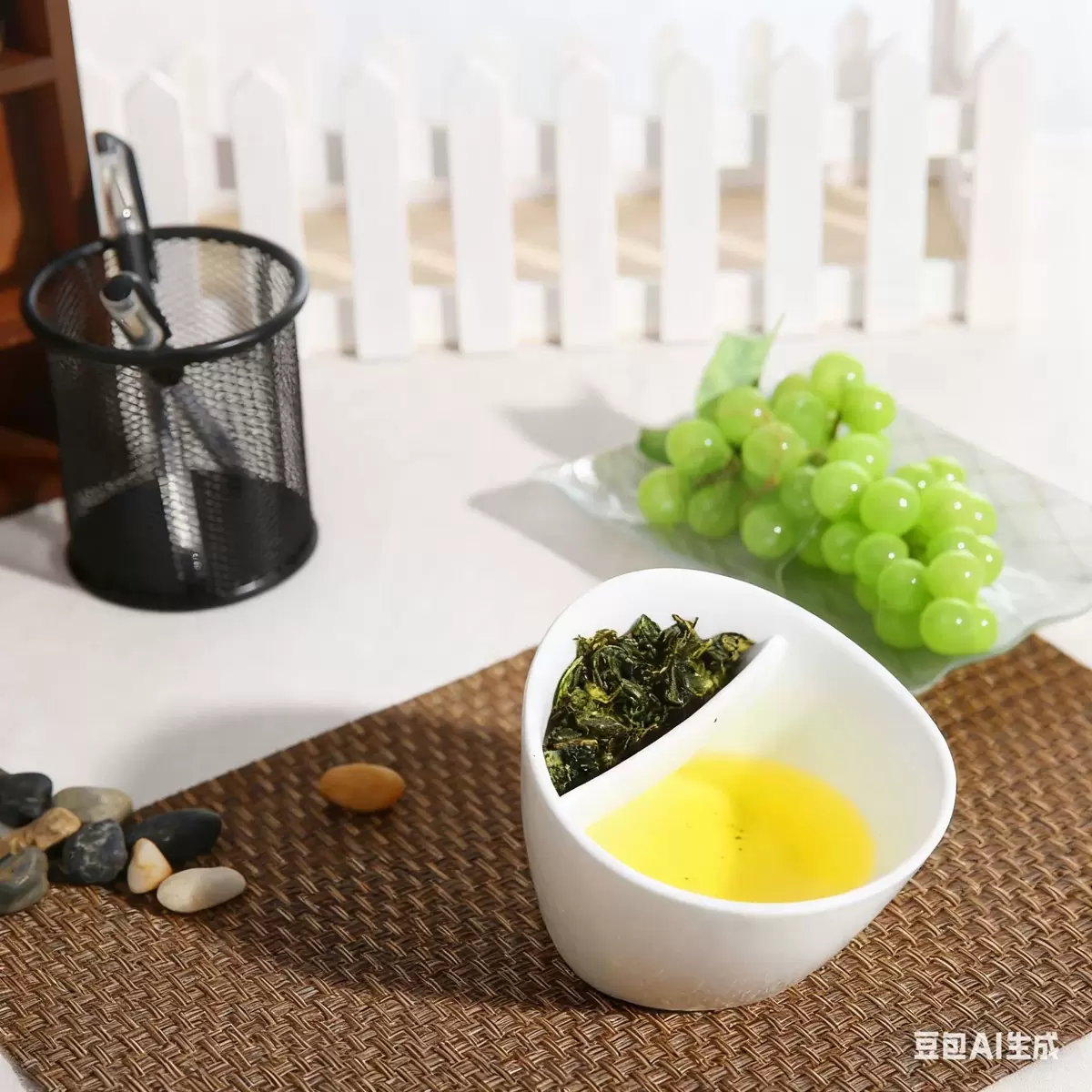 亚马逊跨境创意倾斜陶瓷茶杯懒人过滤泡茶杯办公室茶水分离杯350m