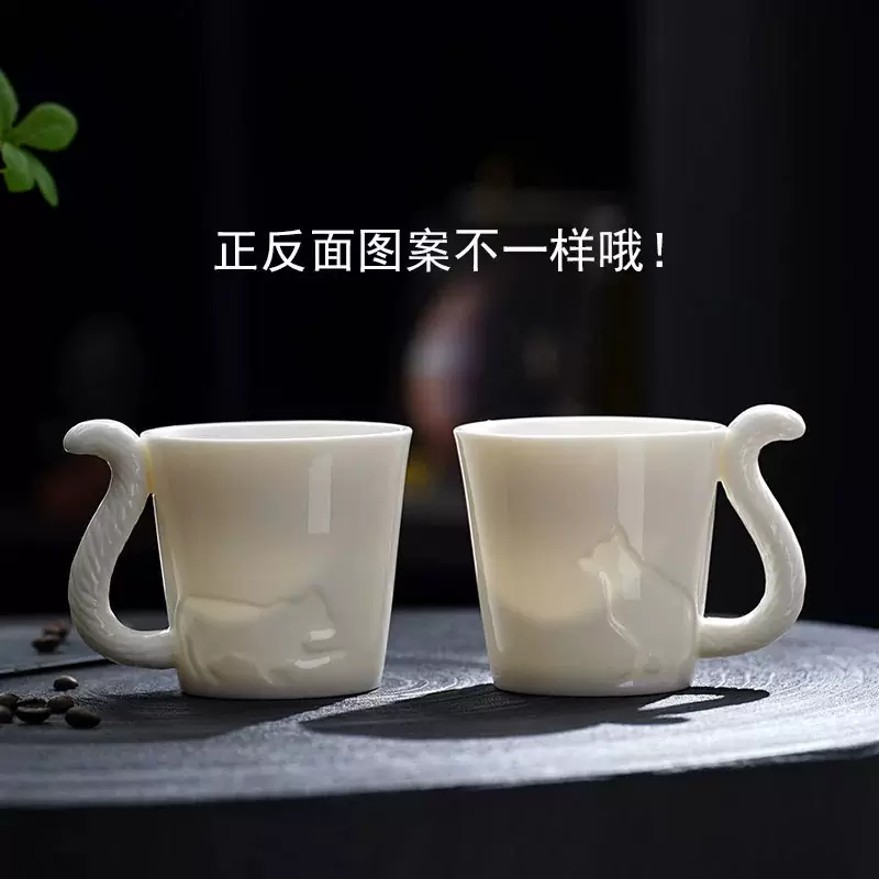 日韩猫烛台咖啡杯水杯陶瓷马克杯早餐牛奶杯家用办公室茶杯子