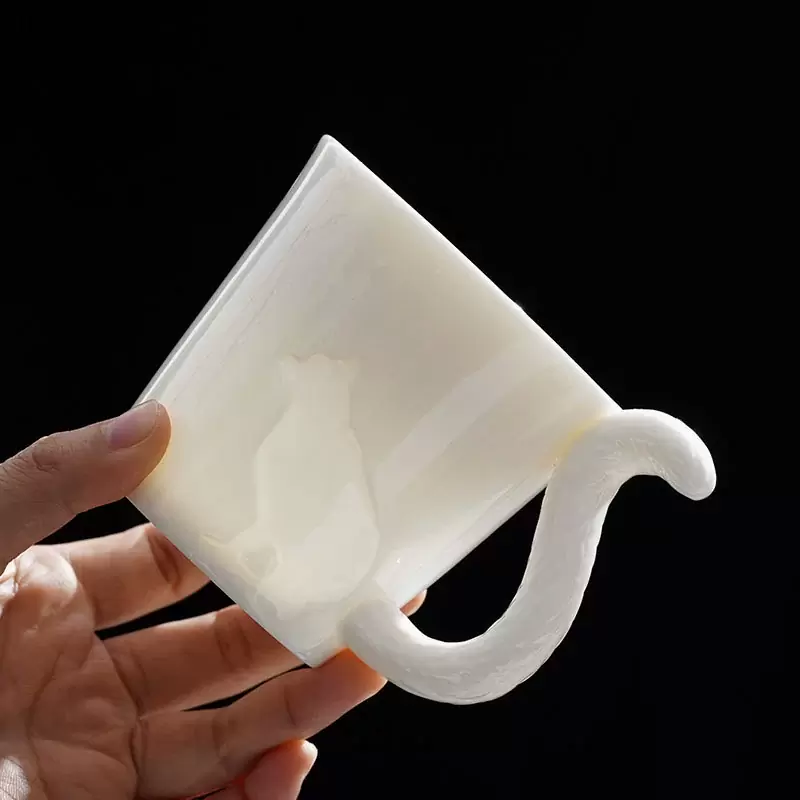 日韩猫烛台咖啡杯水杯陶瓷马克杯早餐牛奶杯家用办公室茶杯子