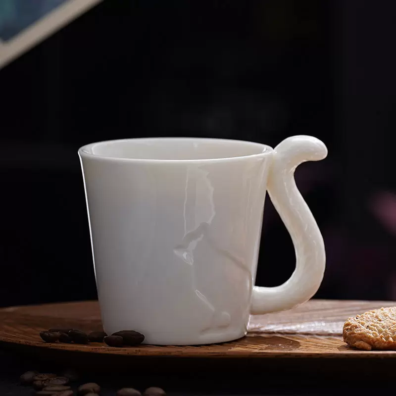 日韩猫烛台咖啡杯水杯陶瓷马克杯早餐牛奶杯家用办公室茶杯子
