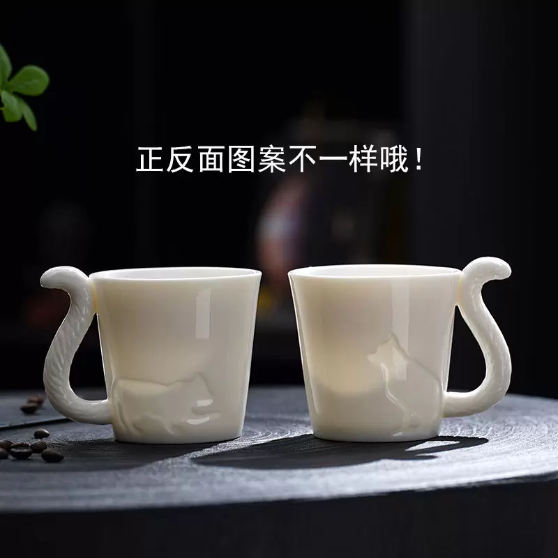 日韩猫烛台咖啡杯水杯陶瓷马克杯早餐牛奶杯家用办公室茶杯子