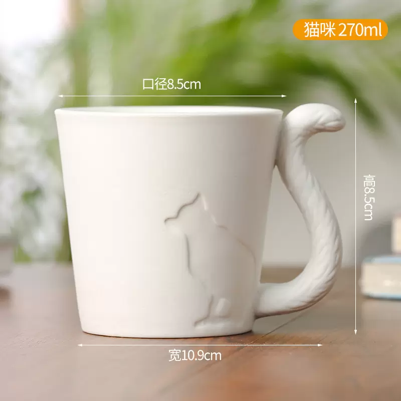 日韩猫烛台咖啡杯水杯陶瓷马克杯早餐牛奶杯家用办公室茶杯子