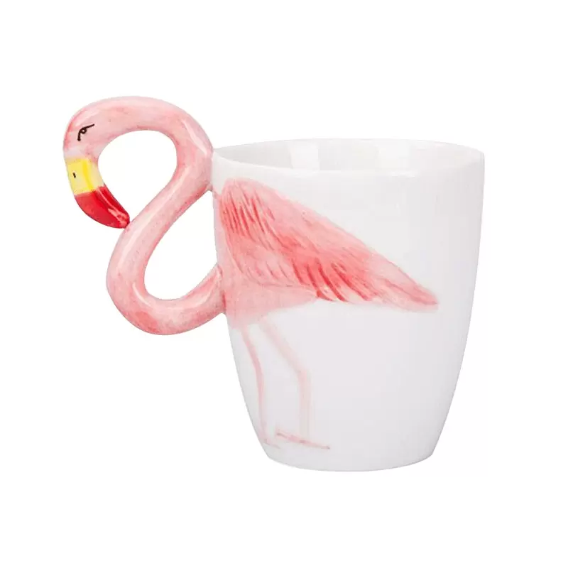 個性火烈鳥馬克杯   創意3D火烈鳥陶瓷杯  火烈鳥造型陶瓷咖啡杯